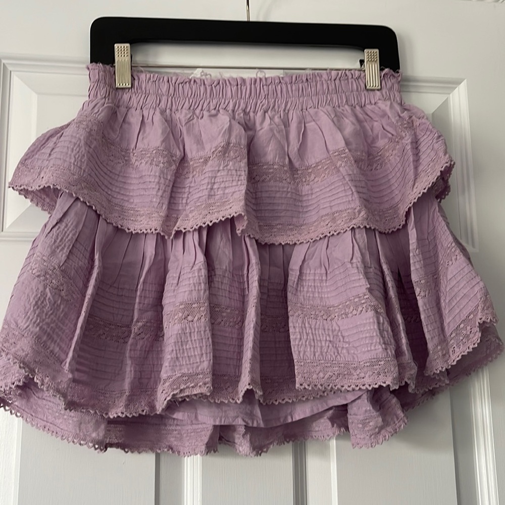 Loveshackfancy ruffle mini‎ skirt NWT purple